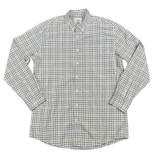 LL Bean Button Down Shirt Mens Large Tall Trim Fit Blue Green Plaid Gingham Prep